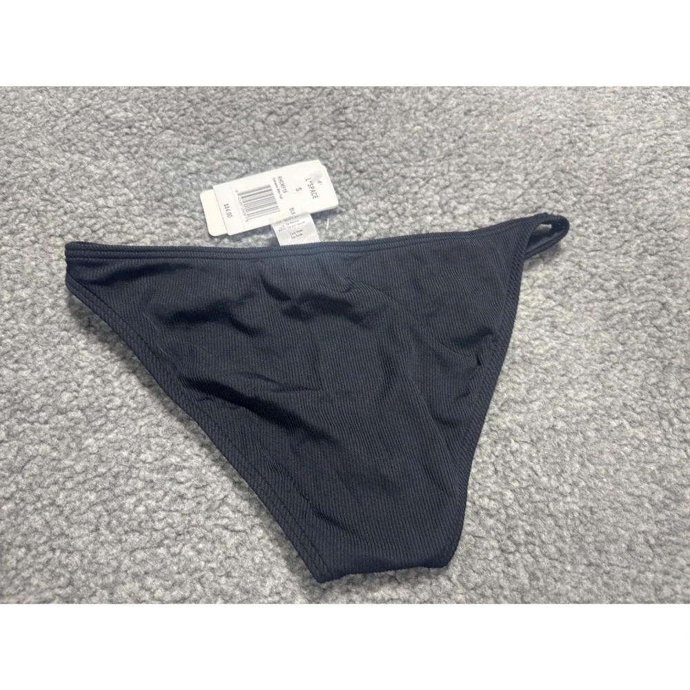 L*Space Camacho Full Bikini Bottom Black Ribbed Textured Women's Small NWT